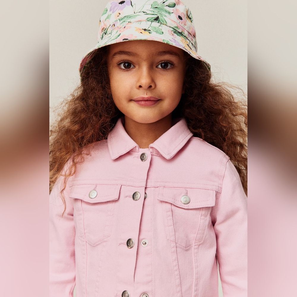 H&M Girls Light Pink Denim Cotton Easter Spring Summer Jacket Size 10 NEW